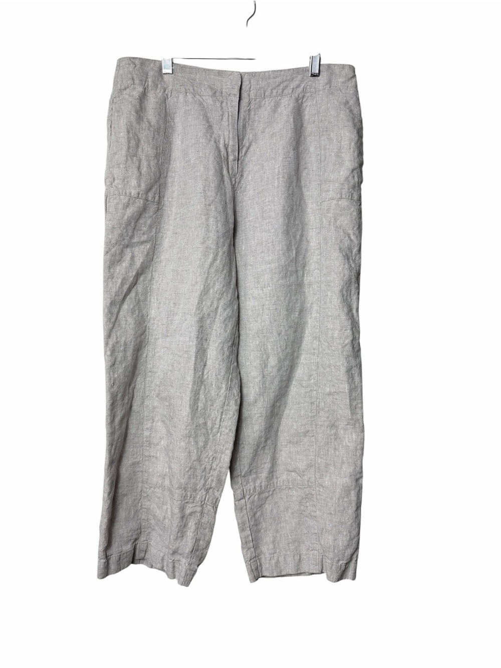 POETRY Linen Crop Pants Trousers Light Grey Womens Size US 10 UK 14 Pockets